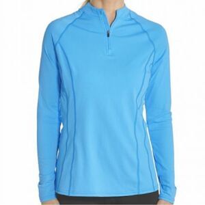 Coolibar shirt Womens Sz M quarter Zip Blue UPF 50+ Sun protection Performance
